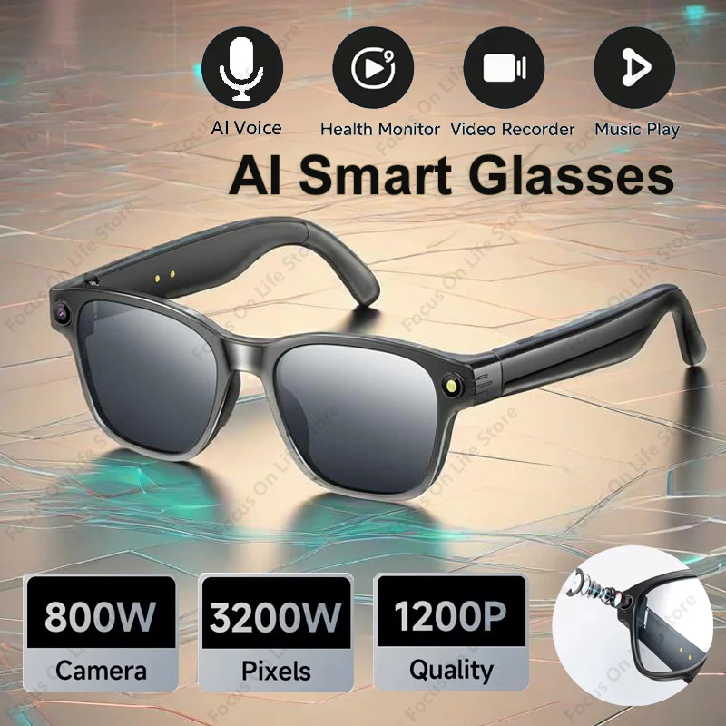 Audio Music Bluetooth - Inteligentne okulary AI z 8-megapikselową kamerą,