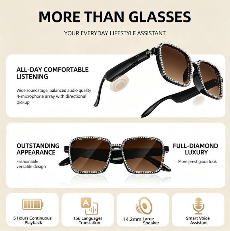 Inteligentne okulary przeciwsł – Audio Music Bluetooth recenzja i cena